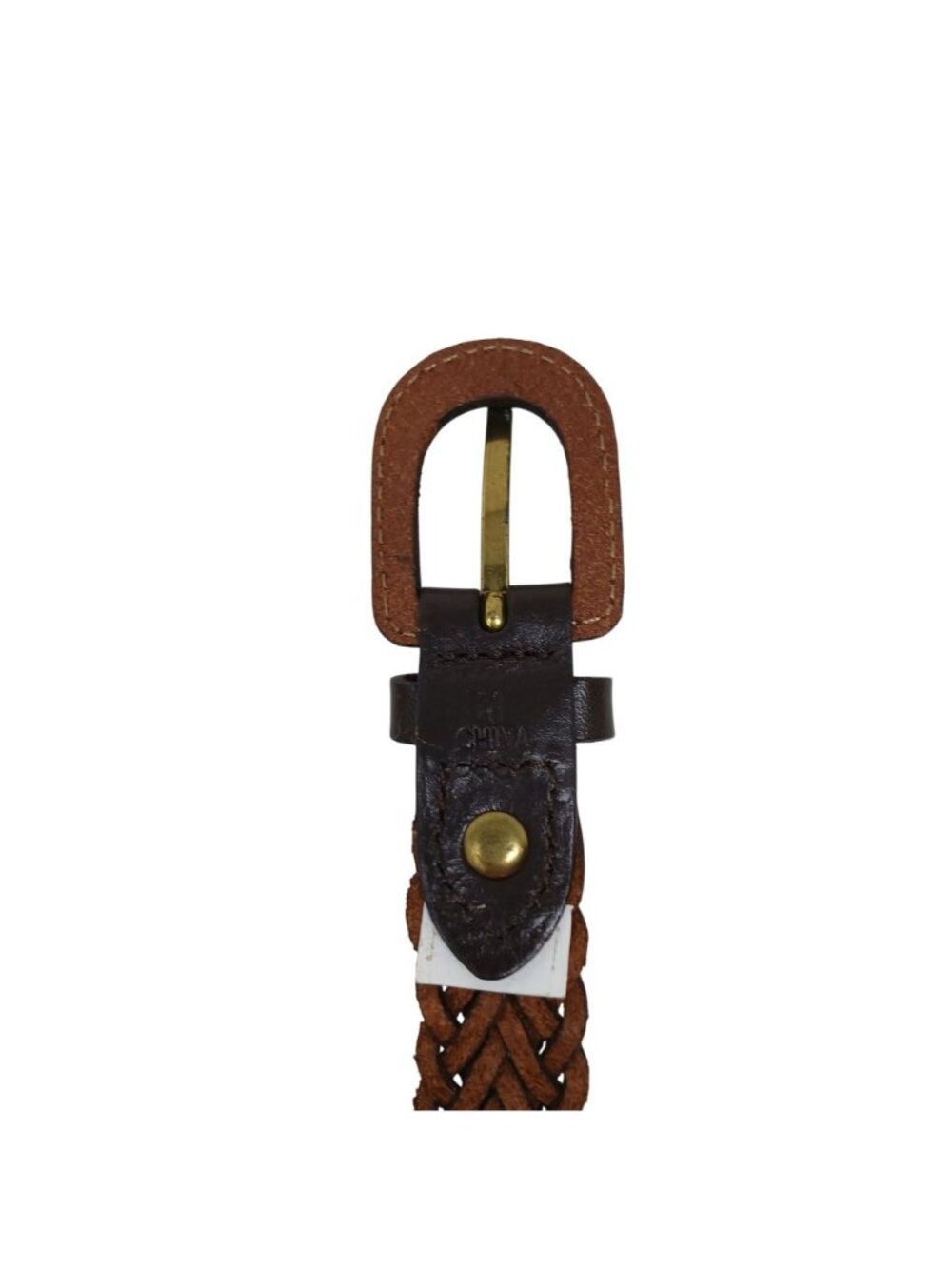 Liz Claiborne Medium Belt Womens Woven Leather & Brass Buckle #I-7 - Picture 4 of 9